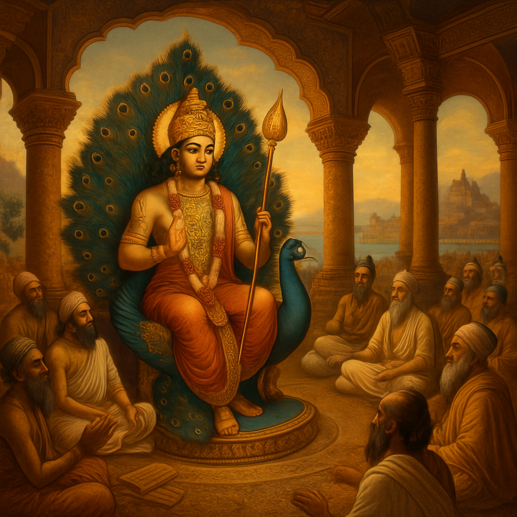 Lord Murugan presiding over the First Sangam